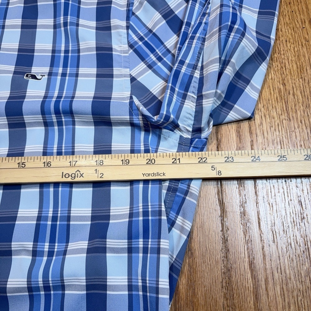 Vineyard Vines Whale‎ Shirt Mens Med Blue Plaid Button Down Stretch Performance - Picture 4 of 7